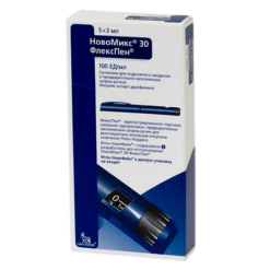 NovoMix 30 FlexPen, 100 iu/ml suspension 3 ml cartridges in syringe pens 5 pcs