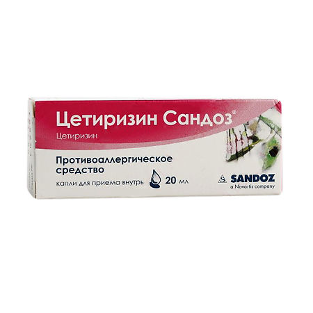 Cetirizine Sandoz drops 10 mg/ml, 20 ml