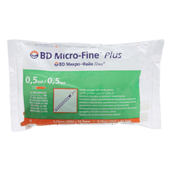 BD Micro-Fine Plus Insulin Syringe 0.5 ml/U-100 29G (0.33 mm x 12, 7 mm), 10 pcs.