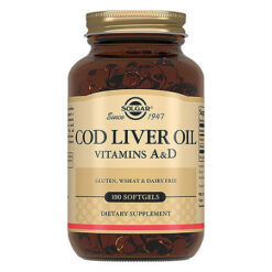 Solgar cod liver oil capsules, 100 capsules.