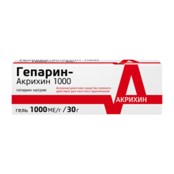 Гепарин-Акрихин 1000, гель 1000 ме/г 30 г