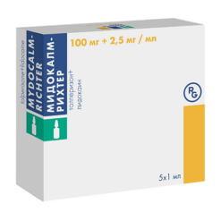 Mydocalm-Richter, 100 mg+2, 5 mg/ml 1 ml 5 pcs