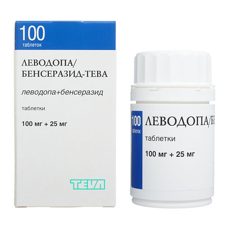 Леводопа/Бенсеразид-Тева таблетки 100 мг+25 мг, 100 шт.