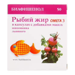 Fish Oil Biafishenol, with rosehip and flax oil, capsules 50 pcs.