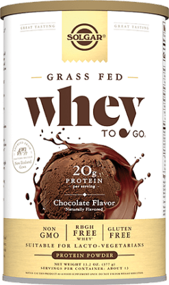 Solgar Protein Whey to Go Chocolate Flavor Powder Jar, 338 g