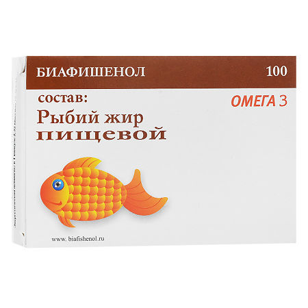 Fish Oil Biafishenol Omega-3 capsules, 100 pcs.