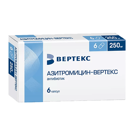 Azithromycin-Vertex, 250 mg capsules 6 pcs
