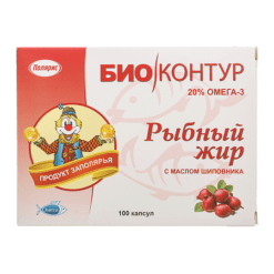 Рыбий жир пищевой с маслом шиповника, капс №100