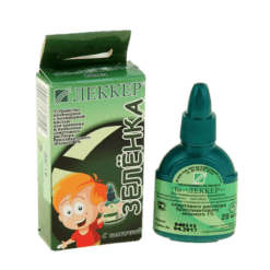 Brilliant green solution in alcohol Zelenka 1% with brush, 20 ml