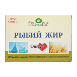 Mirrolla Fish Oil with Sea Buckthorn Wheat and Rosehip Capsules, 100 pcs.