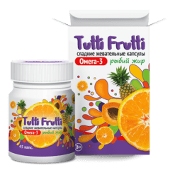 Omega-3 Tutti Frutti Frutti chewable capsules, 45 pcs.