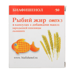 Рыбий жир Биафишенол, с маслом зародышей пшеницы и льна, капсулы 50 шт