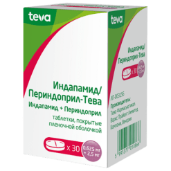 Indapamide/Perindopril-Teva, 0.625 mg+2, 5 mg 30 pcs