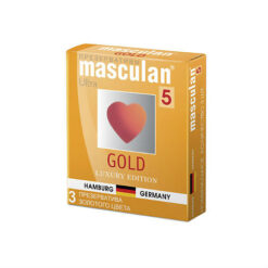Презервативы Masculan Gold утонченный латекс золотого цвета, 3 шт