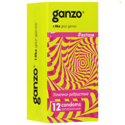 Ganzo Extase condoms with dots, ribbed, 12 pcs.