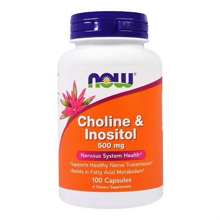 Now Choline & Inositol Choline + Inositol 250 mg + 250 mg capsules, 100 pcs.