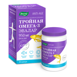 Anti-Age Triple Omega-3 Evalar 950 mg capsules, 30 pcs.