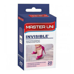 Master Uni Лейкопластырь Invisible бактерицидный на прозрачной полимерной основе, 20 шт