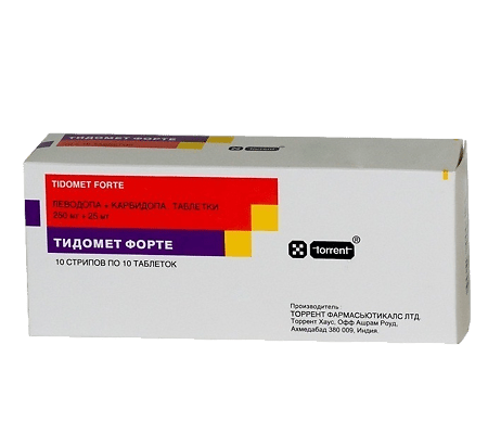 Тидомет Форте, таблетки 250 мг+25 мг 100 шт