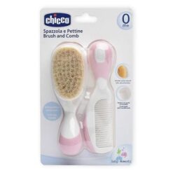 Chicco Natural Bristle Brush and Comb Set 0+ month pink