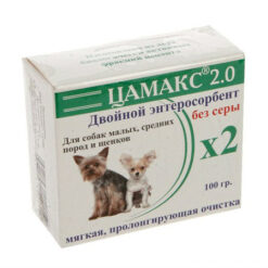 Tsamaks Double sulfur-free enterosorbent for small, medium breeds and puppies, 100 g
