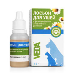 Ear lotion with phytocomplex of 25 medicinal plants for dogs and cats, 15 g