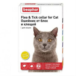 Беафар (Beaphar) Flea & Tick Collar Ошейник для кошек желтый от блох и клещей 6 мес, 35 см