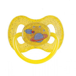Canpol round latex pacifier 0-6 Space yellow