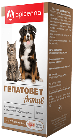 Hepatovet Active suspension for cats and dogs with syringe, 100 ml