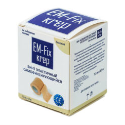 EM-Fix krep elastic self-locking compression bandage beige 7.5 cm x 4.5 m, 1 pc