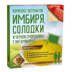 Complex of ginger, licorice and black currant extracts with vitamin C powder 5g, 10 pcs.