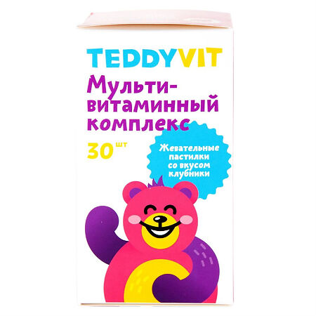 Teddyvit Multivitamin Complex Strawberry-flavored chewable lozenges, 30 pcs.