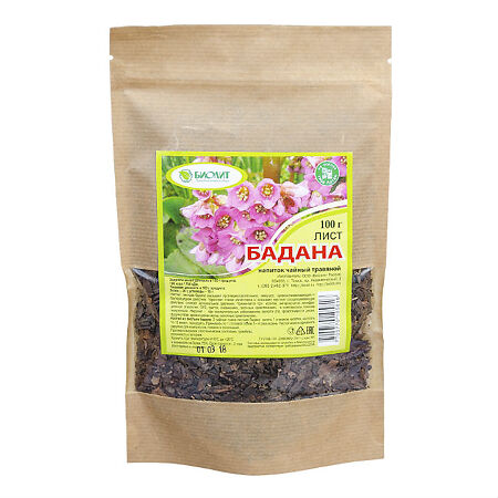 Биолит Бадана лист напиток чайный травяной пакет, 100 г