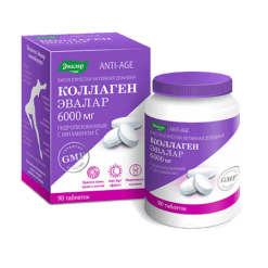 Collagen Evalar 6000 mg Anti-Age with Vitamin C tablets 1.8 g, 90 pcs.