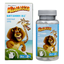 Madagascar Витамин D3 со вкусом молока жевательные таблетки 900 мг, 80 шт.