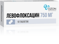 Левофлоксацин, 750 мг 10 шт