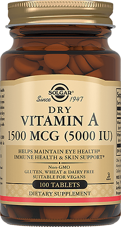 Солгар Витамин А сухой 1500 мкг (5000 МЕ) таблетки, 100 шт.