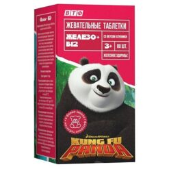 Kung Fu Panda Iron + B12 chewable tablets in the form of bears Strawberry, 80 pcs.