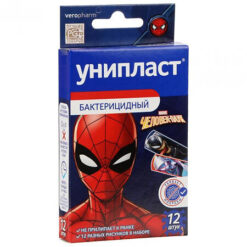 Uniplast bactericidal band-aid for children Spider-Man, 12 pcs.